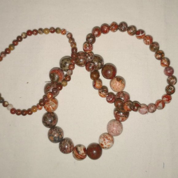 Bracelet / Stretchy Three Piece Leopard Jasper / Gemstone Stackable Bracelet Set - Picture 3 of 5